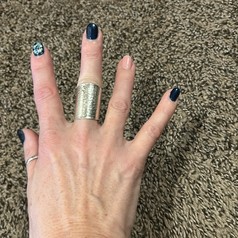 Large Hammered Knuckle Sterling Silver Ring, Size 6